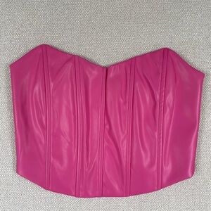 Peppermayo Size 2 Fuchsia Pink Faux Leather Zip Up Corset